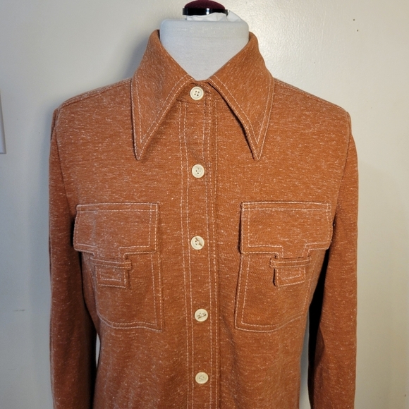 Act III: Women's Small Vintage Western Burnt Orange Button down Shirt Shacket - Picture 2 of 9